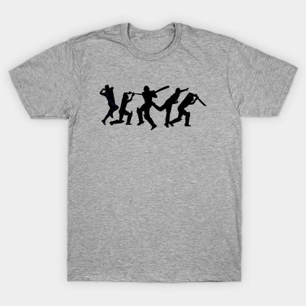 Cricket Batter and bowler silhouettes T-Shirt by Teessential